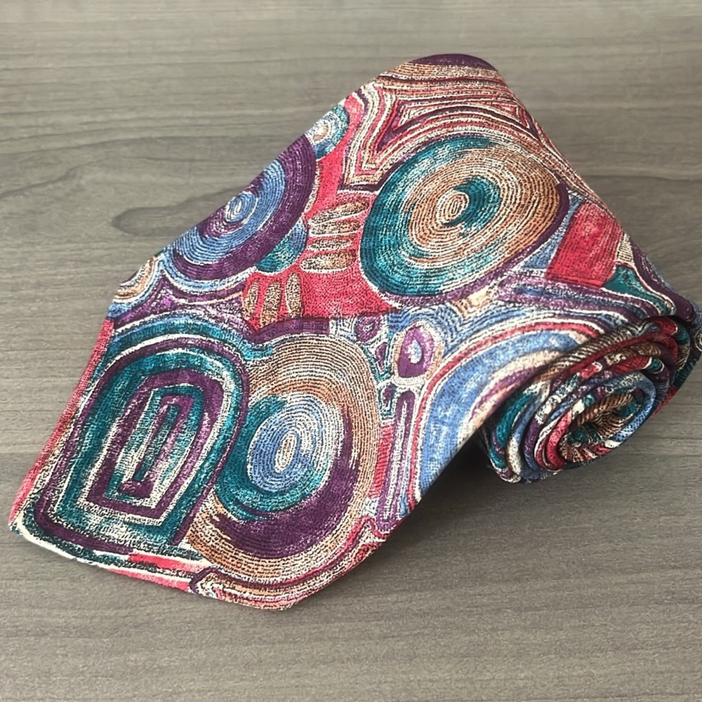 Vintage Hyde Park Silk Colourful Patterned Necktie